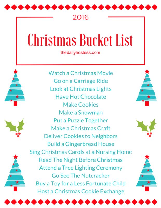 FREE Printable Christmas Bucket List The Daily Hostess