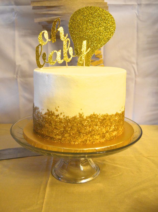 White-Gold-Baby-Shower-Cake - The Daily Hostess