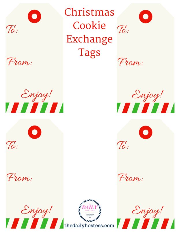 Cookie Exchange Printable, cookie exchange ideas, cookie exchange tags, gift tags