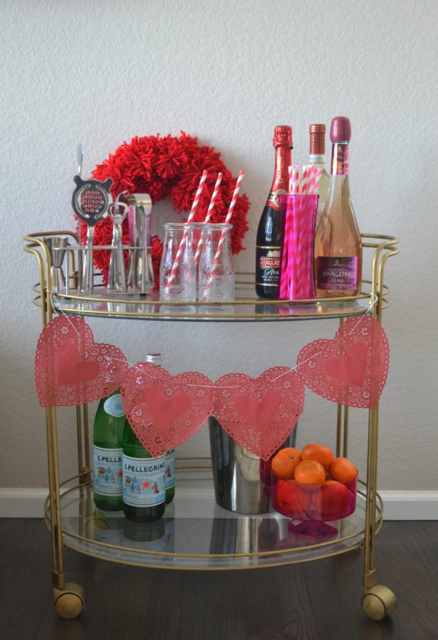 A Red and Pink Valentine’s Day Bar Cart