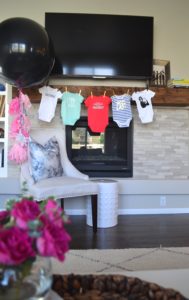 Girl Power themed baby shower, kate spade themed baby shower, black and white, pink baby shower, baby shower brunch