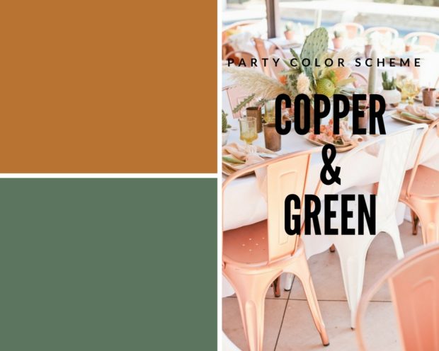 Party Color Scheme: Copper and Green Themed Desert Party