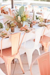 Party color scheme with copper and green, cactus party, desert party, party colors