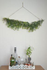 how to make a hanging floral display at home, greenery floral centerpiece, diy hanging flowers, greenery home decor, greenery party decor