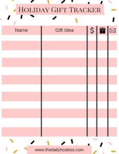 holiday gift tracker, plan out Christmas gifts with this printable list, printable gift list