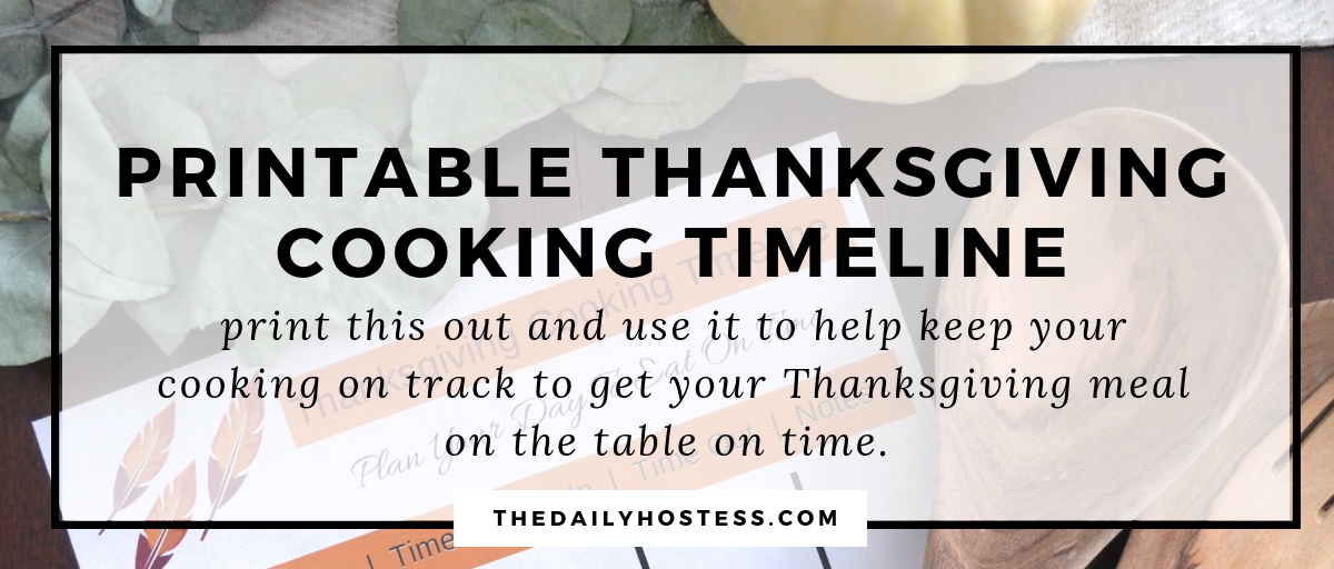 2018 Thanksgiving Cooking Timeline Printable