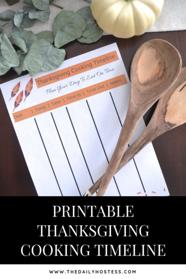 2018 Thanksgiving Cooking Timeline Printable The Daily Hostess